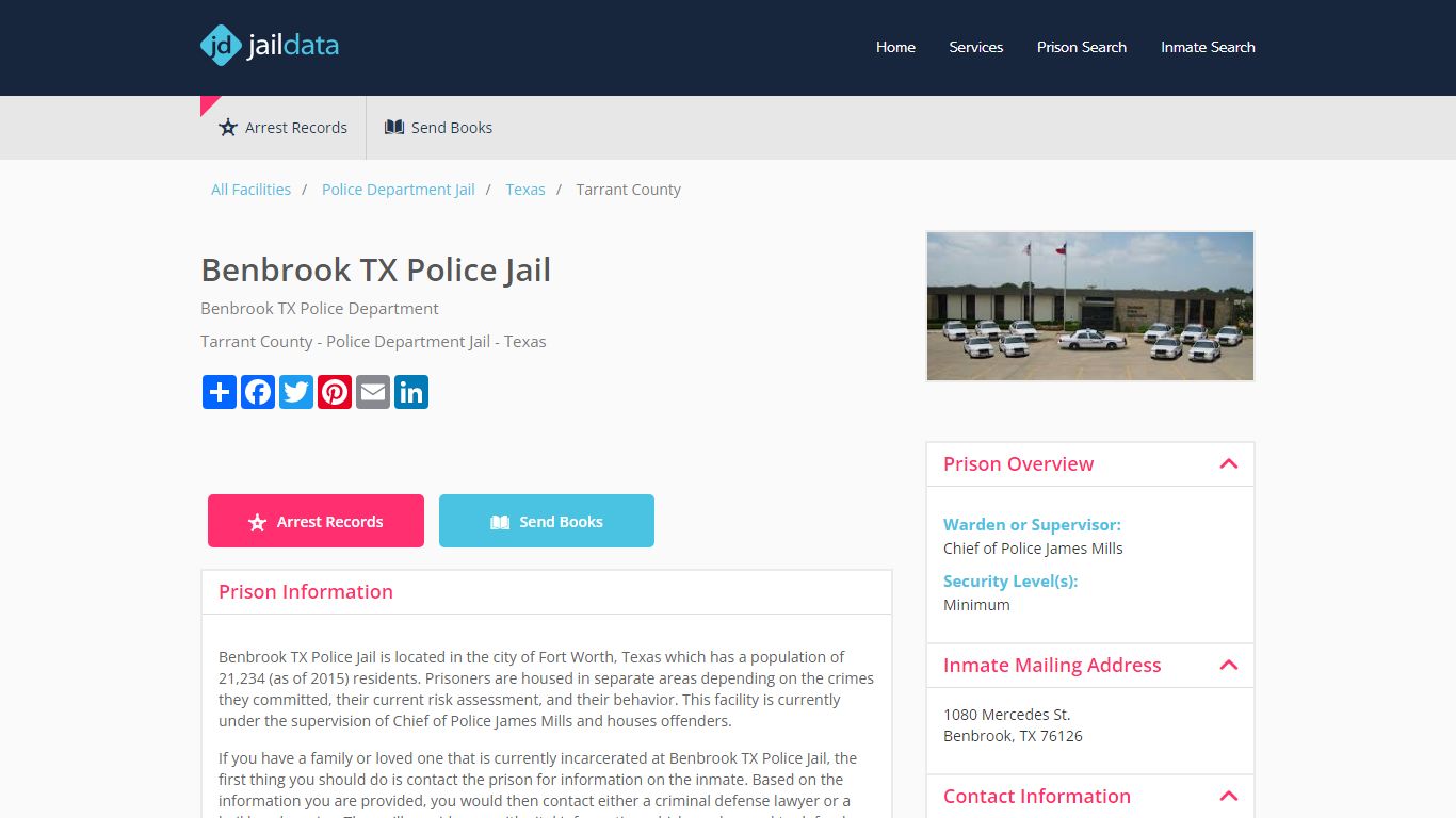 Benbrook TX Police Jail Inmate Search and Prisoner Info - Fort Worth, TX